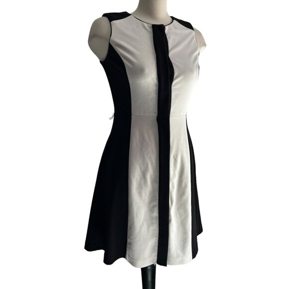 Vince Camuto Black & White Colorblock Dress Sz 2 Womens Mini Dress with Pockets - Picture 1 of 13